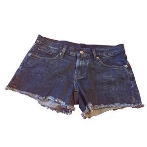 Levi's Dark Blue Denim Cutoff Shorts with Frayed Edge Size 6/28